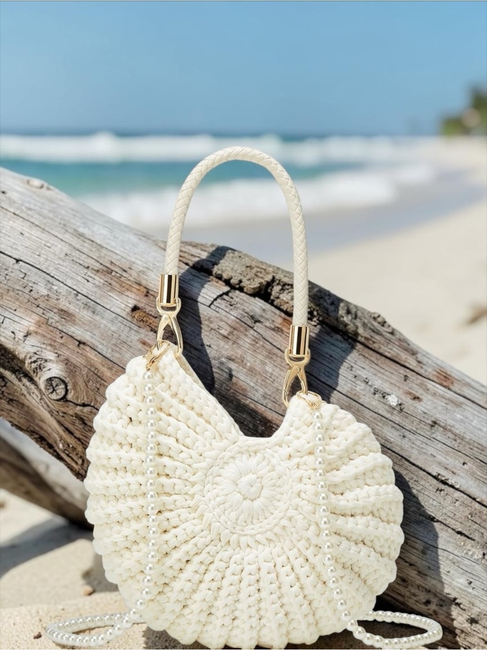 ✨ NWT Crochet Seashell Pearl Bag Boho Summer Beach Crossbody ✨